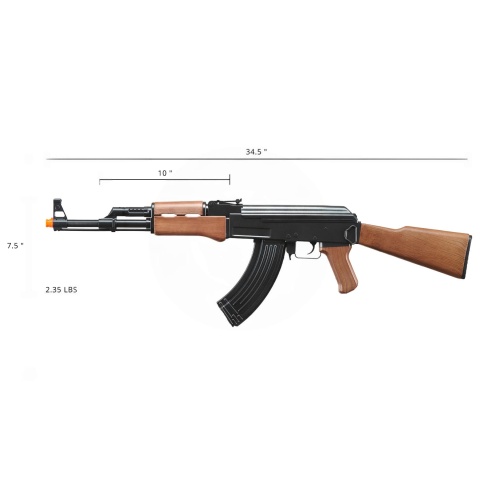 Golden Ball ABS Polymer AK47 AEG Airsoft Rifle - BLACK / FAUX WOOD