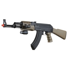 UKARMS IU-AK47T Tactical AK47 AEG Airsoft Rifle with Laser Flashlight P618 Pistol and 700 Round Grenade BBs - (Dark Earth and Black)