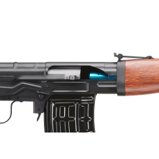 Atlas Custom Works Full Metal SVD Spring Rifle with Removable Cheek Rest (Color: Black & Faux Wood)