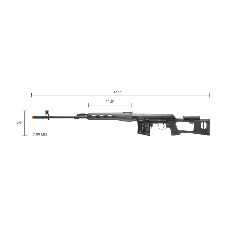 Atlas Custom Works Full Metal SVD Spring Rifle with Removable Cheek Rest (Color: Black)