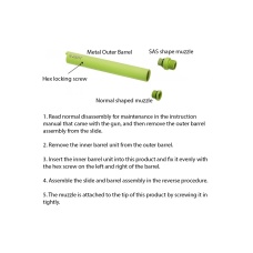 Laylax Hi-Capa 5.1 ZSRT Non-Recoiling 2-Way Outer Barrel (Color: ZSRT Zombie Green)