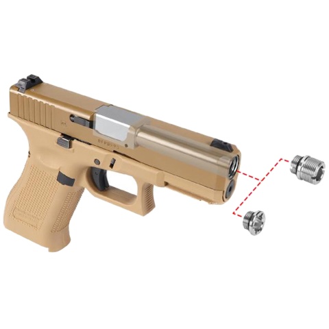 Laylax 2 Way Fixed Non-Recoiling Outer Barrel for Umarex Glock 19X Gen 5 (Color: Silver)