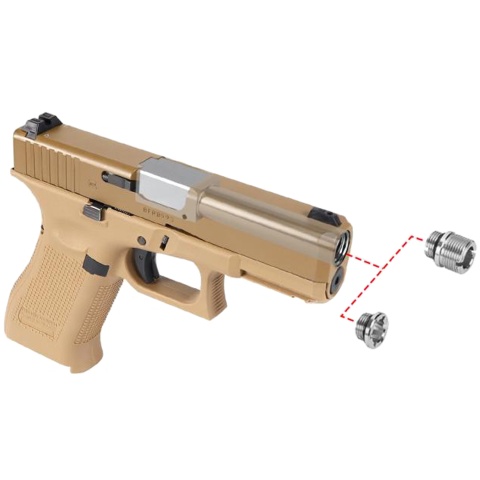 Laylax 2 Way Fixed Non-Recoiling Outer Barrel for Umarex Glock 19X Gen 5 (Color: Gold)