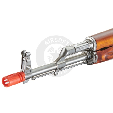LCT AKM Stamped Steel Airsoft AEG Rifle w/ Full Stock (Color: Silver & Wood)