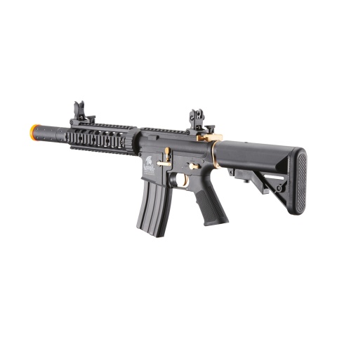 Lancer Tactical Gen 2 M4 SD Carbine Airsoft AEG Rifle with Gold Accents (Color: Black)