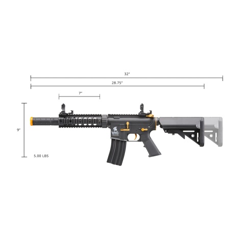 Lancer Tactical Gen 2 M4 SD Carbine Airsoft AEG Rifle with Gold Accents (Color: Black)