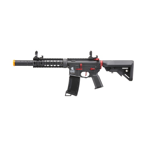 Lancer Tactical Gen 3 M4 Carbine SD AEG Airsoft Rifle with Mock Suppressor (Color: Black with Red Accents)