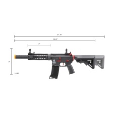 Lancer Tactical Gen 3 M4 Carbine SD AEG Airsoft Rifle with Mock Suppressor (Color: Black with Red Accents)