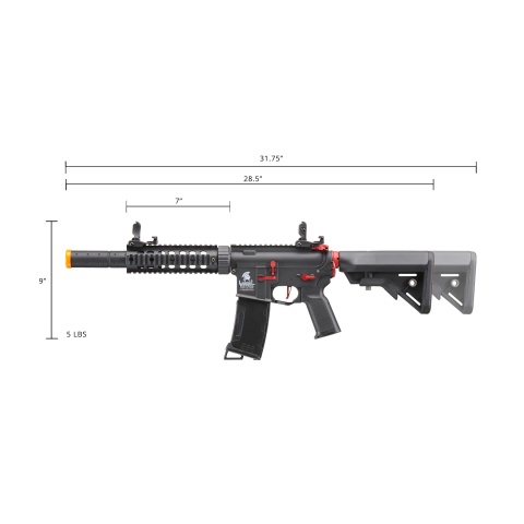 Lancer Tactical Gen 3 M4 Carbine SD AEG Airsoft Rifle with Mock Suppressor (Color: Black with Red Accents)
