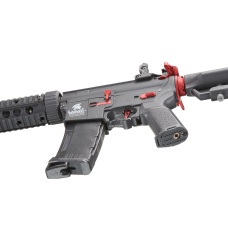 Lancer Tactical Gen 3 M4 Carbine SD AEG Airsoft Rifle with Mock Suppressor (Color: Black with Red Accents)