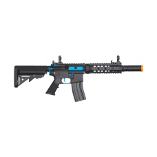 Lancer Tactical Gen 2 M4 SD Carbine Airsoft AEG Rifle with Mock Suppressor (Color: Black / Blue)