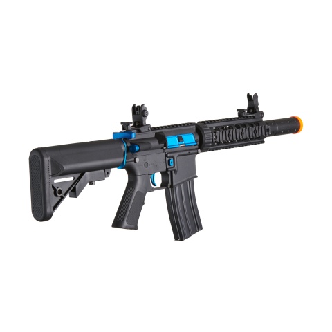 Lancer Tactical Gen 2 M4 SD Carbine Airsoft AEG Rifle with Mock Suppressor (Color: Black / Blue)