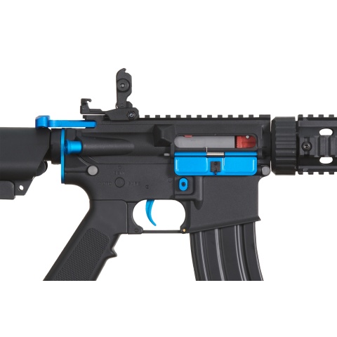 Lancer Tactical Gen 2 M4 SD Carbine Airsoft AEG Rifle with Mock Suppressor (Color: Black / Blue)