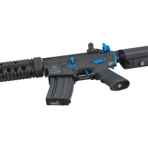 Lancer Tactical Gen 2 M4 SD Carbine Airsoft AEG Rifle with Mock Suppressor (Color: Black / Blue)