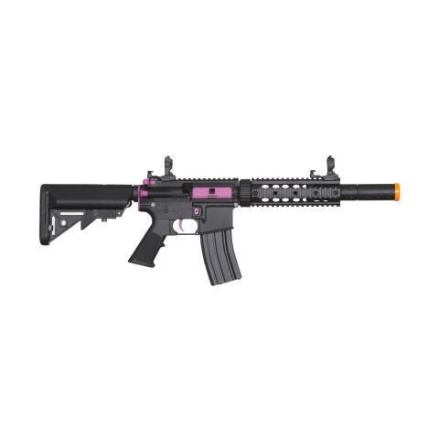 Lancer Tactical Gen 2 M4 SD Carbine Airsoft AEG Rifle with Mock Suppressor (Color: Black / Purple)
