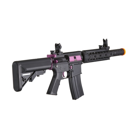 Lancer Tactical Gen 2 M4 SD Carbine Airsoft AEG Rifle with Mock Suppressor (Color: Black / Purple)