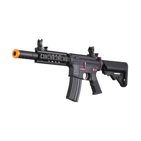 Lancer Tactical Gen 2 M4 SD Carbine Airsoft AEG Rifle with Mock Suppressor (Color: Black / Purple)