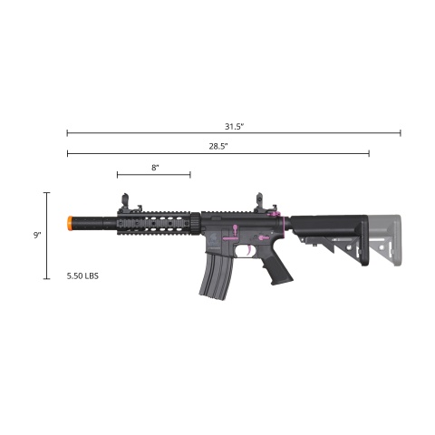 Lancer Tactical Gen 2 M4 SD Carbine Airsoft AEG Rifle with Mock Suppressor (Color: Black / Purple)
