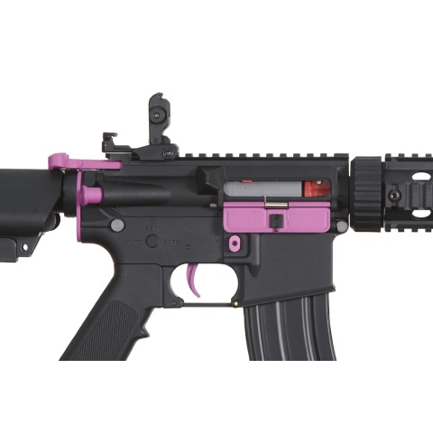 Lancer Tactical Gen 2 M4 SD Carbine Airsoft AEG Rifle with Mock Suppressor (Color: Black / Purple)