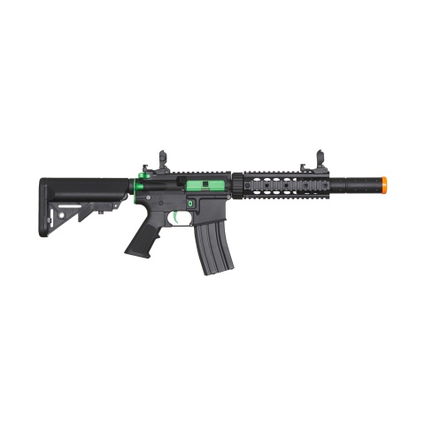 Lancer Tactical Gen 2 M4 SD Carbine Airsoft AEG Rifle with Mock Suppressor (Color: Black / Green)