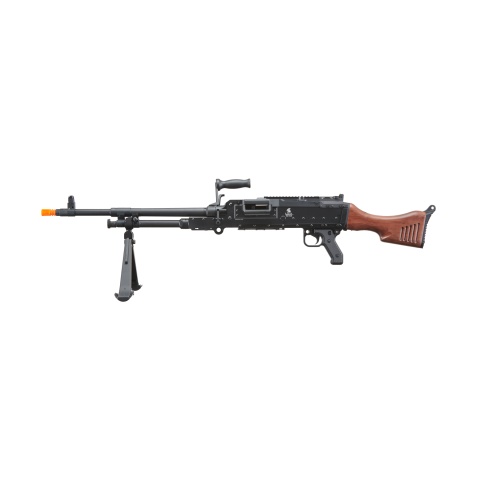Lancer Tactical Full Metal M240W Airsoft AEG Squad Automatic Machine Gun with Box Magazine (Color: Black & Wood)