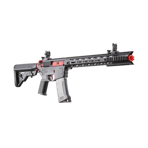 Lancer Tactical Gen 3 M4 SPR Interceptor Airsoft AEG Rifle with Red Accents (Color: Black)