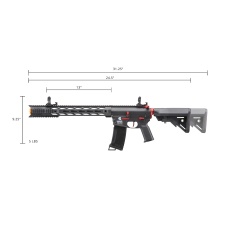 Lancer Tactical Gen 3 M4 SPR Interceptor Airsoft AEG Rifle with Red Accents (Color: Black)
