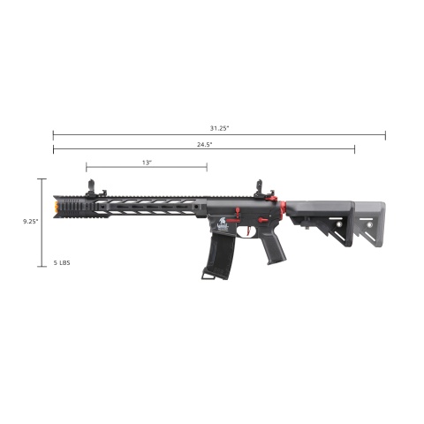 Lancer Tactical Gen 3 M4 SPR Interceptor Airsoft AEG Rifle with Red Accents (Color: Black)
