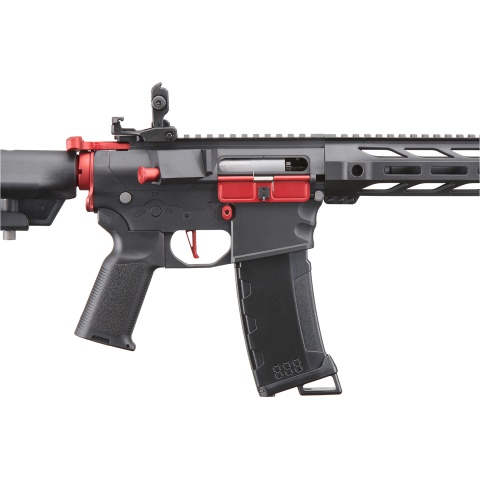 Lancer Tactical Gen 3 M4 SPR Interceptor Airsoft AEG Rifle with Red Accents (Color: Black)