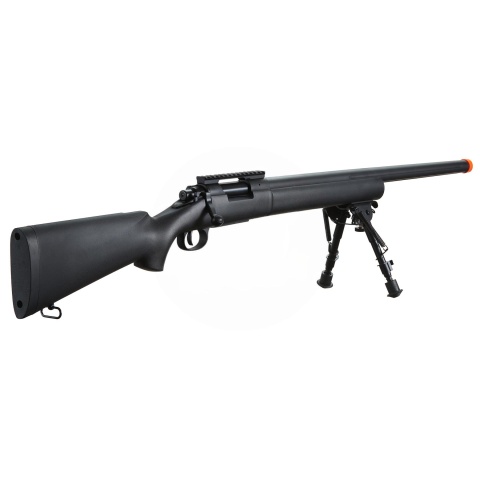 Lancer Tactical High FPS M24 Bolt Action Spring Powered Sniper Rifle w/ Bipod (Color: Black)