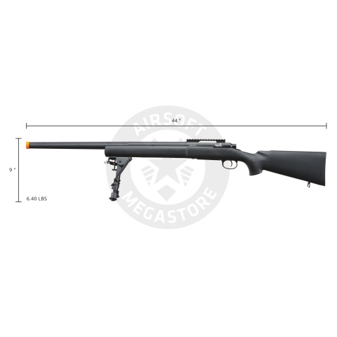 Lancer Tactical High FPS M24 Bolt Action Spring Powered Sniper Rifle w/ Bipod (Color: Black)