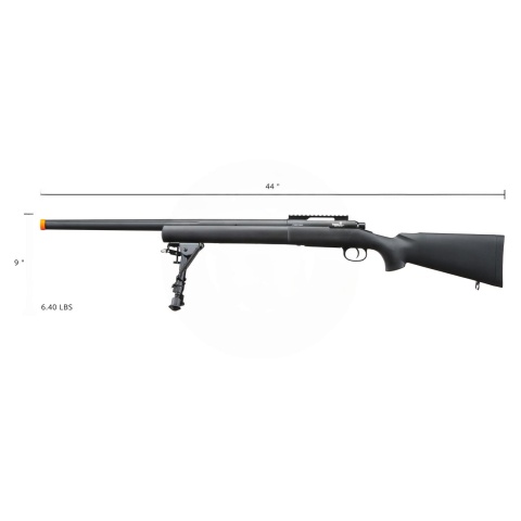 Lancer Tactical High FPS M24 Bolt Action Spring Powered Sniper Rifle w/ Bipod (Color: Black)