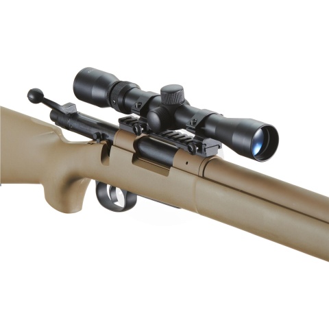 Lancer Tactical High FPS M24 Bolt Action Spring Powered Sniper Rifle w/ Scope  (Color: Tan)