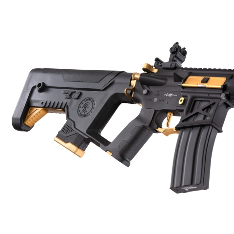 Lancer Tactical [Low FPS] Enforcer Blackbird Skeleton AEG w/ Alpha Stock (Color: Black and Gold)