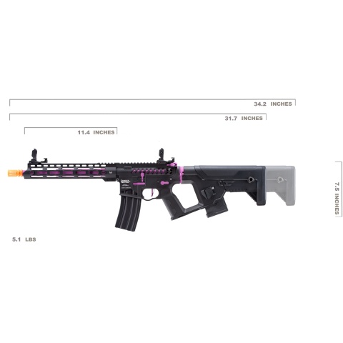 Lancer Tactical [Low FPS] Enforcer Blackbird Skeleton AEG w/ Alpha Stock (Color: Black and Purple)
