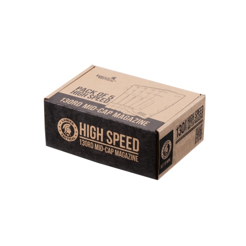 Lancer Tactical 130 Round High Speed Mid-Cap Magazine Pack of 5 (Black) 