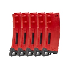 Lancer Tactical 130 Round High Speed Mid-Cap Magazine Pack of 5 (Color: Red)