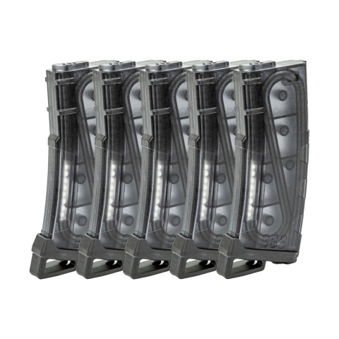 Lancer Tactical 130 Round High Speed Mid-Cap Magazine Pack of 5 (Color: Smoked)