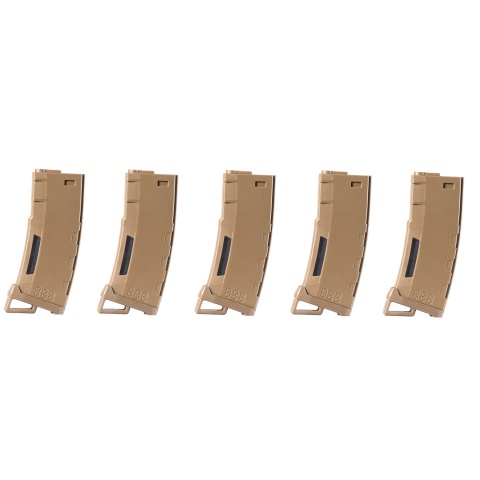 Lancer Tactical 130 Round High Speed Mid-Cap Magazine Pack of 5 (Tan)