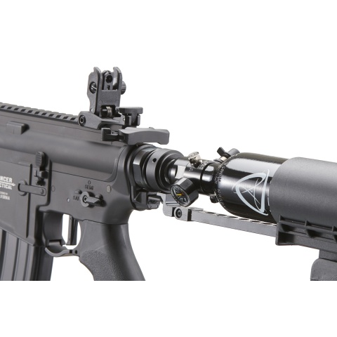 Lancer Tactical Full Metal Legion HPA KeyMod M4 Carbine Airsoft Rifle w/ Stock Mounted Tank (Color: Black) - 