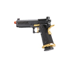 Lancer Tactical Knightshade Hi-Capa Gas Blowback Airsoft Pistol w/ Red Dot Mount (Color: Black & Gold)