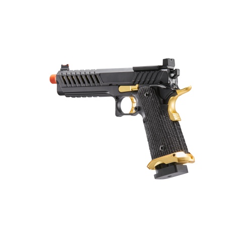 Lancer Tactical Knightshade Hi-Capa Gas Blowback Airsoft Pistol w/ Red Dot Mount (Color: Black & Gold)