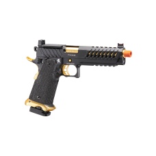 Lancer Tactical Knightshade Hi-Capa Gas Blowback Airsoft Pistol w/ Red Dot Mount (Color: Black & Gold)