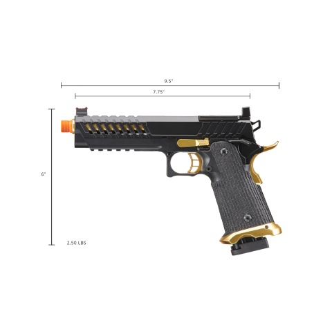 Lancer Tactical Knightshade Hi-Capa Gas Blowback Airsoft Pistol w/ Red Dot Mount (Color: Black & Gold)