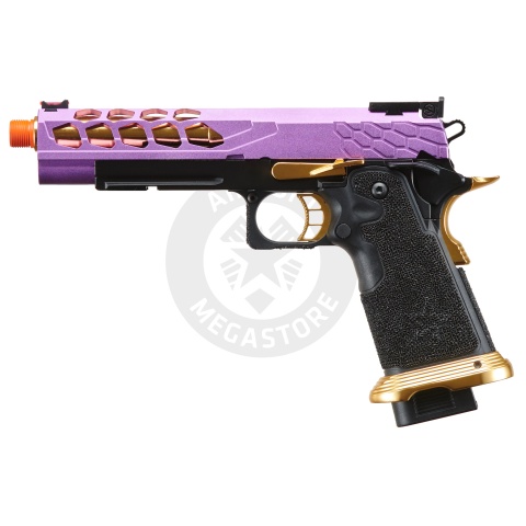 Lancer Tactical Stryk Hi-Capa 5.1 Gas Blowback Airsoft Pistol (Color: Black, Purple & Gold)