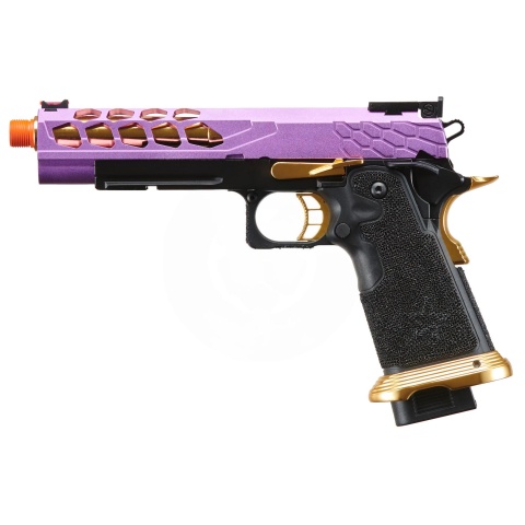 Lancer Tactical Stryk Hi-Capa 5.1 Gas Blowback Airsoft Pistol (Color: Black, Purple & Gold)