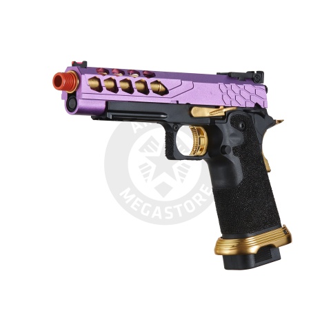 Lancer Tactical Stryk Hi-Capa 5.1 Gas Blowback Airsoft Pistol (Color: Black, Purple & Gold)