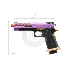 Lancer Tactical Stryk Hi-Capa 5.1 Gas Blowback Airsoft Pistol (Color: Black, Purple & Gold)
