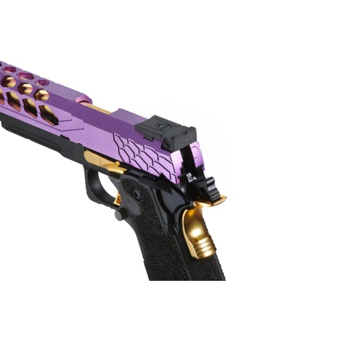 Lancer Tactical Stryk Hi-Capa 5.1 Gas Blowback Airsoft Pistol (Color: Black, Purple & Gold)