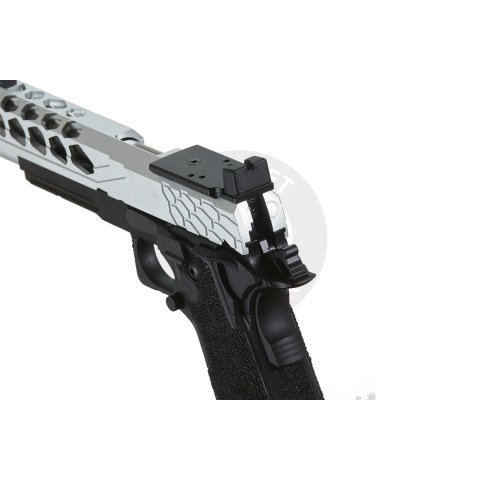 Lancer Tactical Stryk Hi-Capa 5.1 Gas Blowback Airsoft Pistol w/ Red Dot Mount (Color: Black & Silver)